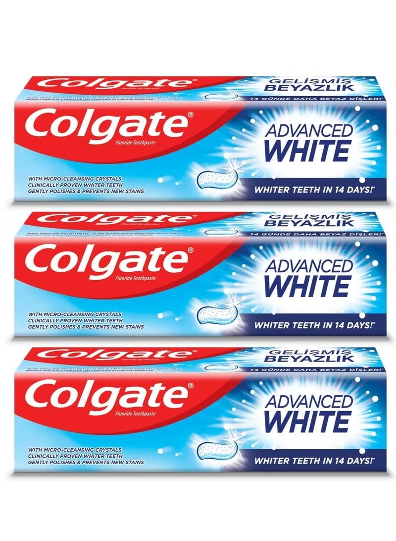 Colgate Advanced White Whitening Toothpaste – 100ml ×3 Pieces - Image 2